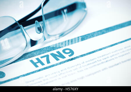 H7N9 - gedruckte Diagnose. Medizin-Konzept. 3D Illustration. Stockfoto