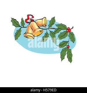 Weihnachten-Glocke auf Beere Zweig Stock Vektor