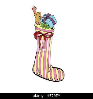 Weihnachtssocke für Geschenke vom Weihnachtsmann Stock Vektor
