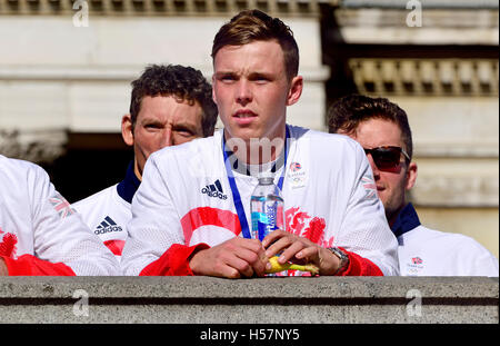 Joseph "Joe" Clarke, Gewinner der Goldmedaille im Herren Slalom K1 bei den Rio 2016 Olympischen Spielen, bei den Helden wieder Feierlichkeiten... Stockfoto