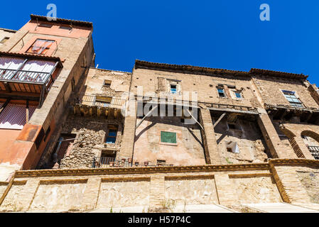 Hängenden Häuser in der Altstadt von Tarazona de Aragon, Saragossa, Spanien Stockfoto