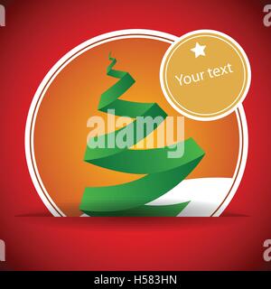 Origami Art Weihnachtsbaum Karte Stock Vektor