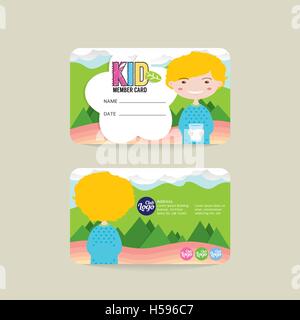 Vorder- und Rückseite VIP Kids Mitglied Karte Vorlage Vektor-Illustration Stock Vektor