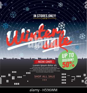 Winter Sale bis zu 50 Prozent Banner-Vektor-Illustration Stock Vektor