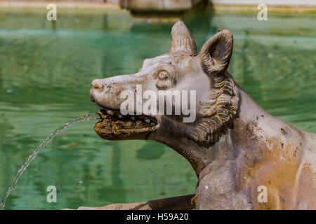 Detail von Fonte Gaia am Piazza del Campo in Siena, Italien Stockfoto