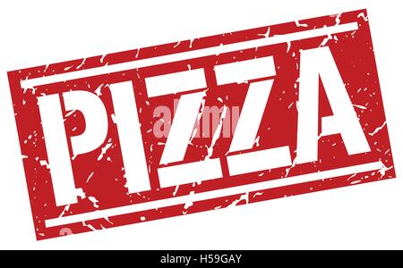 Pizza-quadratische Grunge-Stempel Stock Vektor