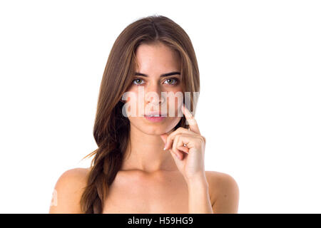 Junge Frau mit langen Zopf Stockfoto