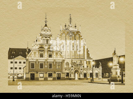 Das Schwarzhäupterhaus am Rathausplatz wurde erstmals erwähnt im Jahr 1334, Riga, Lettland, Baltikum, Europa Stockfoto