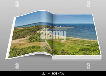 Blick von der hohen Düne auf den Hafen und das Dorf Nidden, Nida Neringa, Kurische spucken, Litauen, Baltikum, Europa Stockfoto