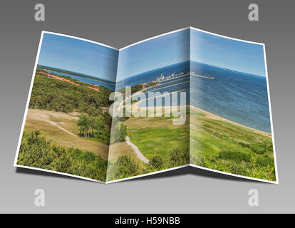 Blick von der hohen Düne auf den Hafen und das Dorf Nidden, Nida Neringa, Kurische spucken, Litauen, Baltikum, Europa Stockfoto