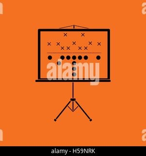 US-amerikanischer American-Football-Spiel-Plan stehen Symbol. Orangefarbenen Hintergrund mit schwarz. Vektor-Illustration. Stock Vektor