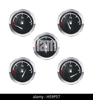 Moderne Kraftstoff-Indikatoren isoliert auf weiss Stock Vektor