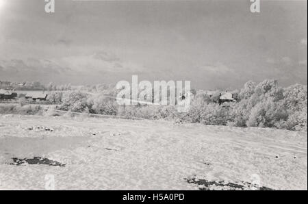 Winterszene starker Schneefall am 12. Dezember 1950 in Aughton Lancashire Stockfoto