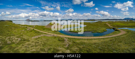 Sees Myvatn, Nordisland. Dieses Bild ist geschossen mit einer Drohne Stockfoto