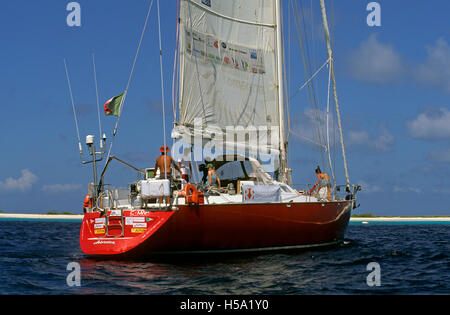 Segelboot "Adriatica" in das Karibische Meer in der Nähe von Klein Curacao Insel, Niederländische Antillen, Niederlande Karibik Stockfoto