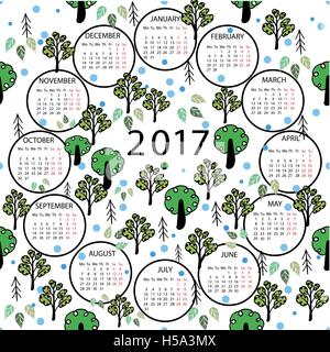 Kalender 2017 Jahr Illustration abstrakten Hintergrund. Stock Vektor