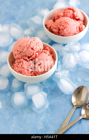Erdbeer-Sorbet Stockfoto