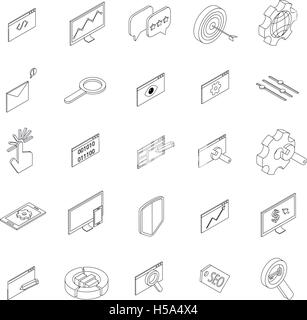 SEO Icons Set, isometrischen 3d Stil Stock Vektor