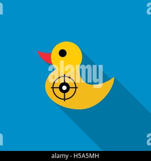 Gelbe Ente Zielsymbol, flachen Stil Stock Vektor