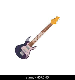 Schwarze e-Gitarre-Symbol, Cartoon-Stil Stock Vektor