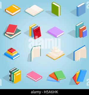 Buchen Sie Icons Set, isometrischen 3d Stil Stock Vektor
