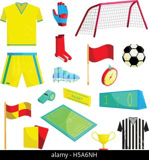 Soccer Icons Set, Cartoon-Stil Stock Vektor