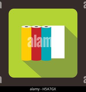 Rollen von farbigem Papier Symbol, flachen Stil Stock Vektor