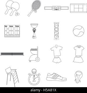 Tennis-Ikonen stellen, dünne Linienstil Stock Vektor