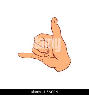 Rufen Sie mich an Geste Symbol, Cartoon-Stil Stock Vektor