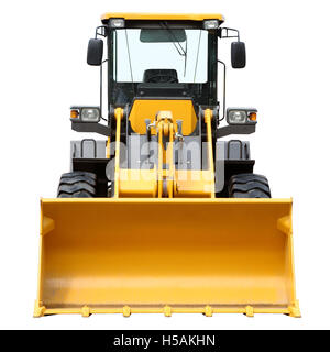 Moderne schwere Planierraupe isoliert auf weißem Hintergrund Stockfoto
