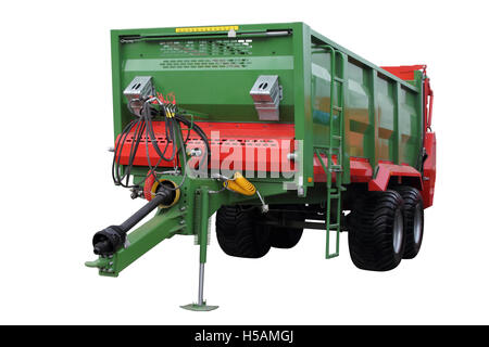 Moderne Traktoranhänger isoliert auf weißem Hintergrund Stockfoto