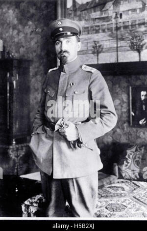 Ein Hinweis auf Hermann Struck und jüdische Soldaten im Ersten Weltkrieg, mit der Arbeit im Zusammenhang mit dem Leo Baeck Institut. Struck war bekannt für seine Lithografien, die jüdische Soldaten während des Krieges darstellen. Stockfoto