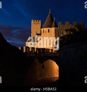 Antike Stadt Carcassonne. Languedoc-Roussillon. Frankreich. Stockfoto