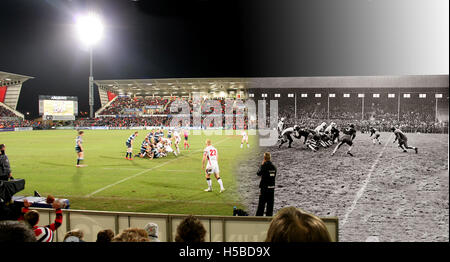 US-amerikanischer American-Football 1942, Ulster Rugby 2015 Kingspan-Stadion Stockfoto