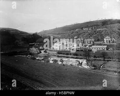 Ein Blick auf Llansanffraid Glyn Ceiriog aus Hafod Feld Stockfoto