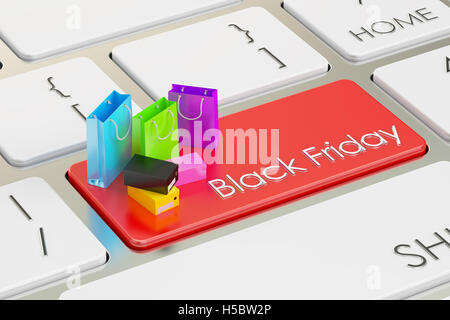 Schwarzer Freitag-Konzept auf der Tastatur, 3D rendering Stockfoto