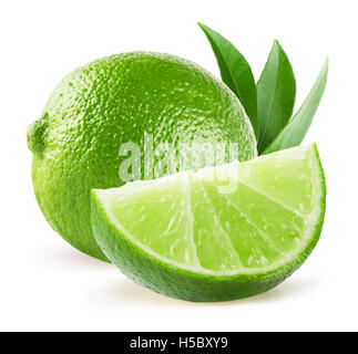 Limes auf dem weißen Hintergrund isoliert. Stockfoto