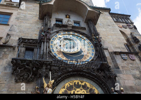Prager astronomische Uhr (Orloj) in der Altstadt von Prag. Stockfoto