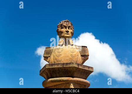 Büste der Befreier Simón Bolívar in der Stadt von Barichara, Kolumbien Stockfoto