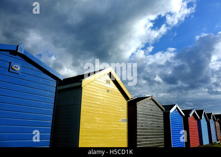 Strand Hütten in UK / Calshot Strand-Southampton Stockfoto