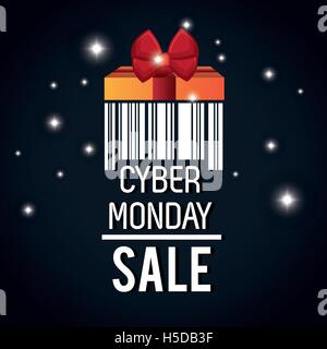 Cyber Montag Verkauf Barcode leicht schwarzen Hintergrund Stock Vektor