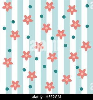 niedlichen Blumenmuster Blumen mit Strichen und Punkten Stock Vektor