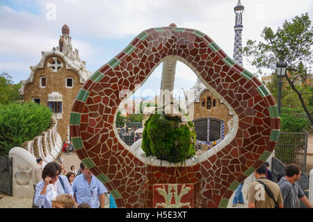 Wunderbare Kunst im Park Güell in Barcelona Stockfoto