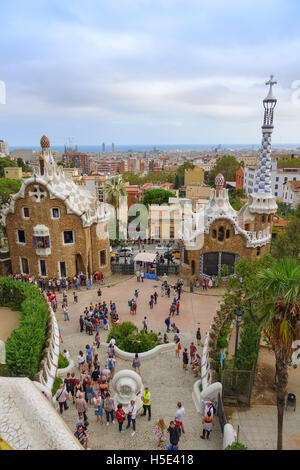 Herrliche Aussicht über die Stadt Barcelona vom Park Güell Stockfoto