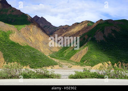 Malerischen Blick auf die Berge am Denali Nationalpark und Reservat (Mt. McKinley), Alaska Stockfoto