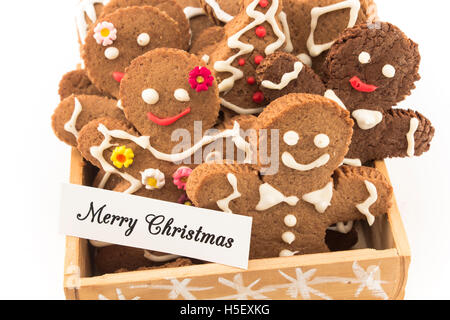 Frohe Weihnachten Grusskarte mit Lebkuchen. Stockfoto