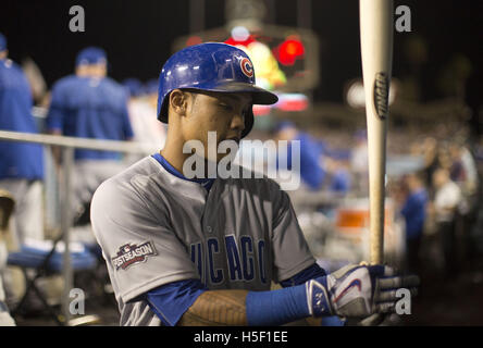 Los Angeles, Kalifornien, Vereinigte Staaten von Amerika, USA. 19. Oktober 2016. Addison Russell (27) von den Chicago Cubs während des Spiels gegen die Los Angeles Dodgers in Spiel vier der National League Championship Series gespielt im Dodger Stadium in Los Angeles. Kalifornien auf Mittwoch, 19. Oktober 2016. Die Chicago Cubs gewann das Spiel 10-2. ARMANDO ARORIZO Credit: Armando Arorizo/Prensa Internacional/ZUMA Draht/Alamy Live News Stockfoto