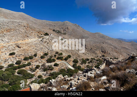 Die Wüstung oder Chorio, Chalki Insel in der Nähe von Rhodos, Dodekanes, Griechenland. Stockfoto