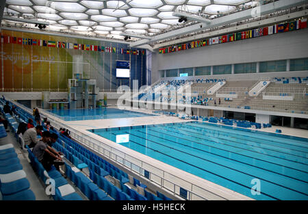 Der Pool im Beijing National Aquatics Center, gebaut und für die Olympischen Spiele 2008 in Peking von einem Konsortium entwickelt. Stockfoto