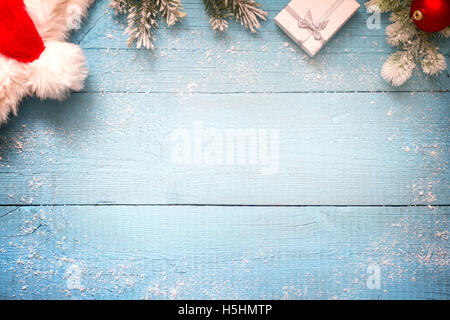 Weihnachten Hintergrund Rahmen mit Weihnachtsmann-Mütze-Konzept Stockfoto